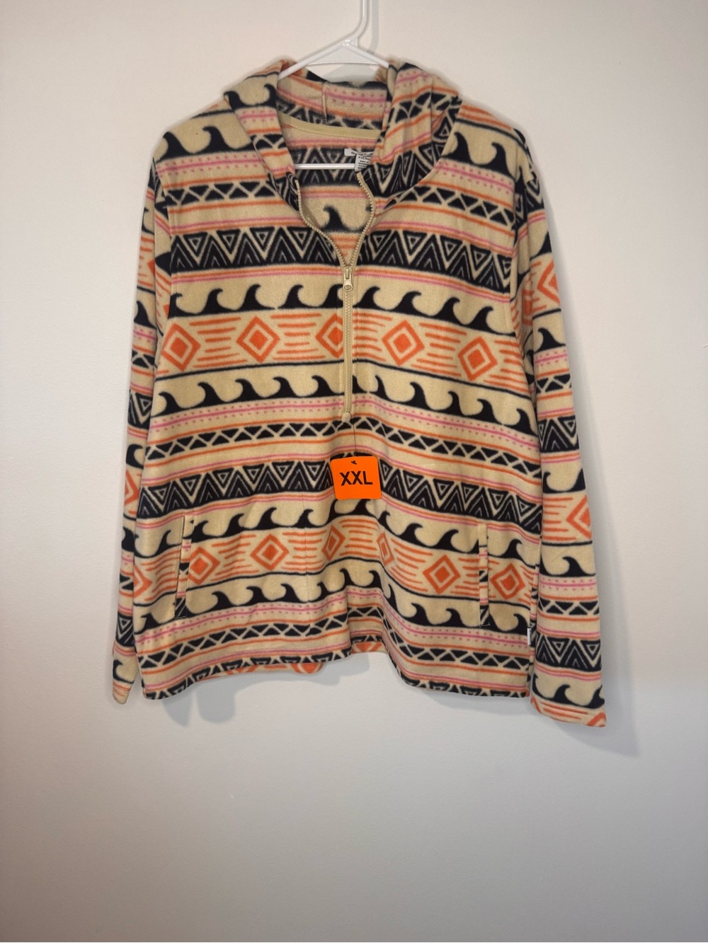 O’Neill Sierra Tribal Fleece Hoodie Women’s XXL Geometric Wave Quarter Zip